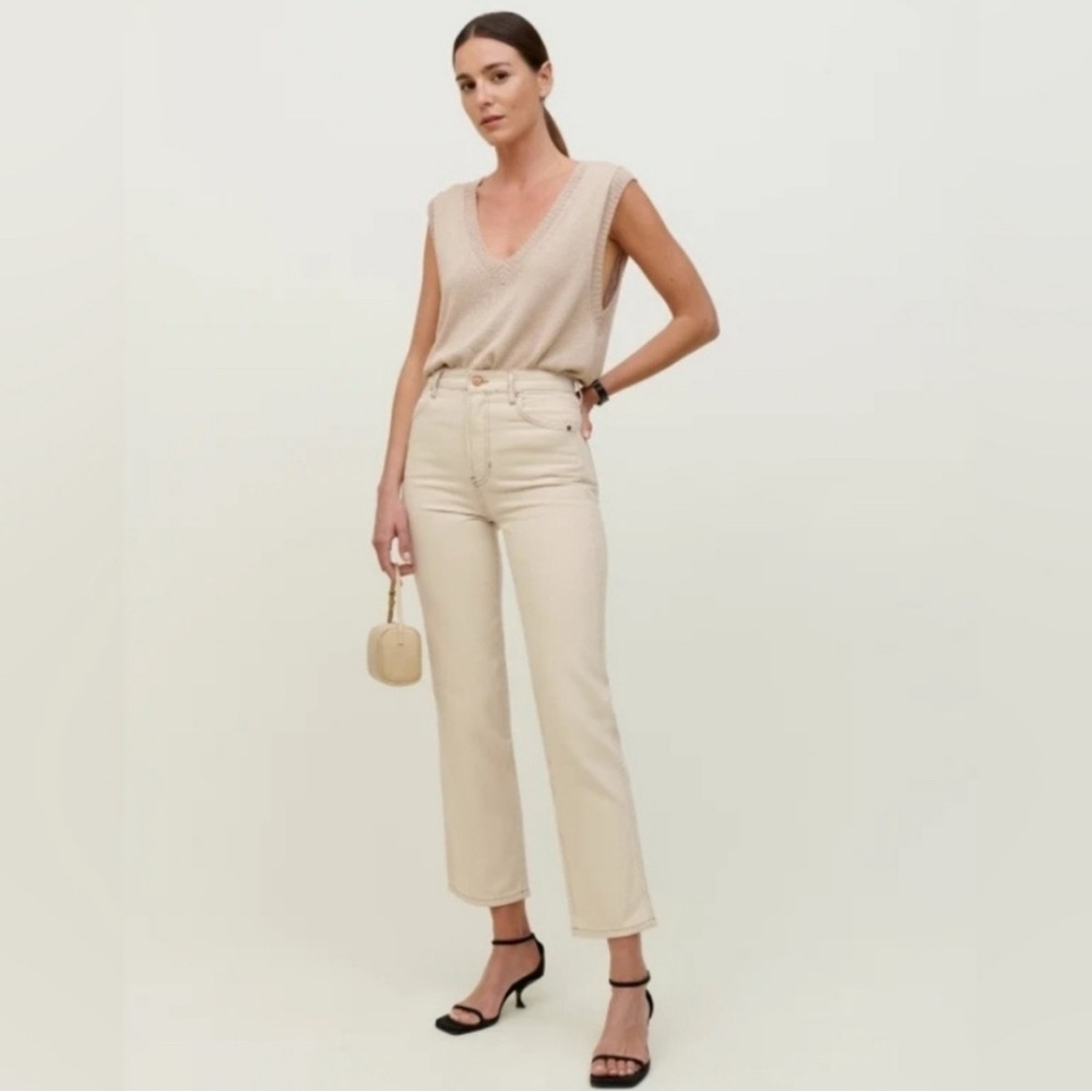 Reformation cowboy high rise straight leg jeans in almond, size 25